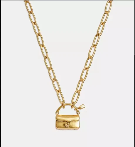 Bellissima borsa nuova Tabby Coach catena oro collana gioielli