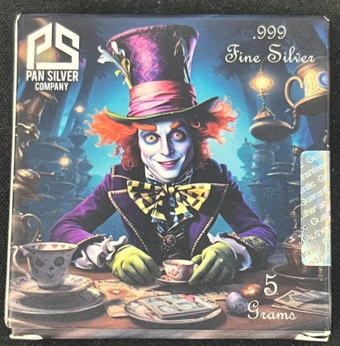 Pan Silver Company 5 Gram .999 Fine Silver Bar – Mad Hatter– Ltd 3000