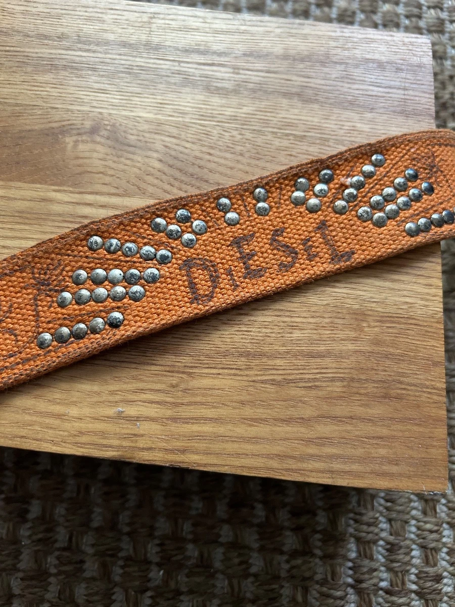 Diesel Leather Stud Brown Unisex Perforated Casual Biker Belt Large Diesel Leather Studded Belts for Men for sale | eBay main image 4