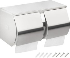 Double Roll Toilet Paper Holder Dispenser W/ Shelf Storage-Commercial 2-Roll