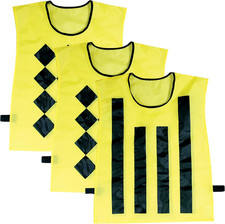 Sideline Official Pinnies (Set of 3, 1 Diamond/2 Striped), OPTIC YELLOW, BLACK