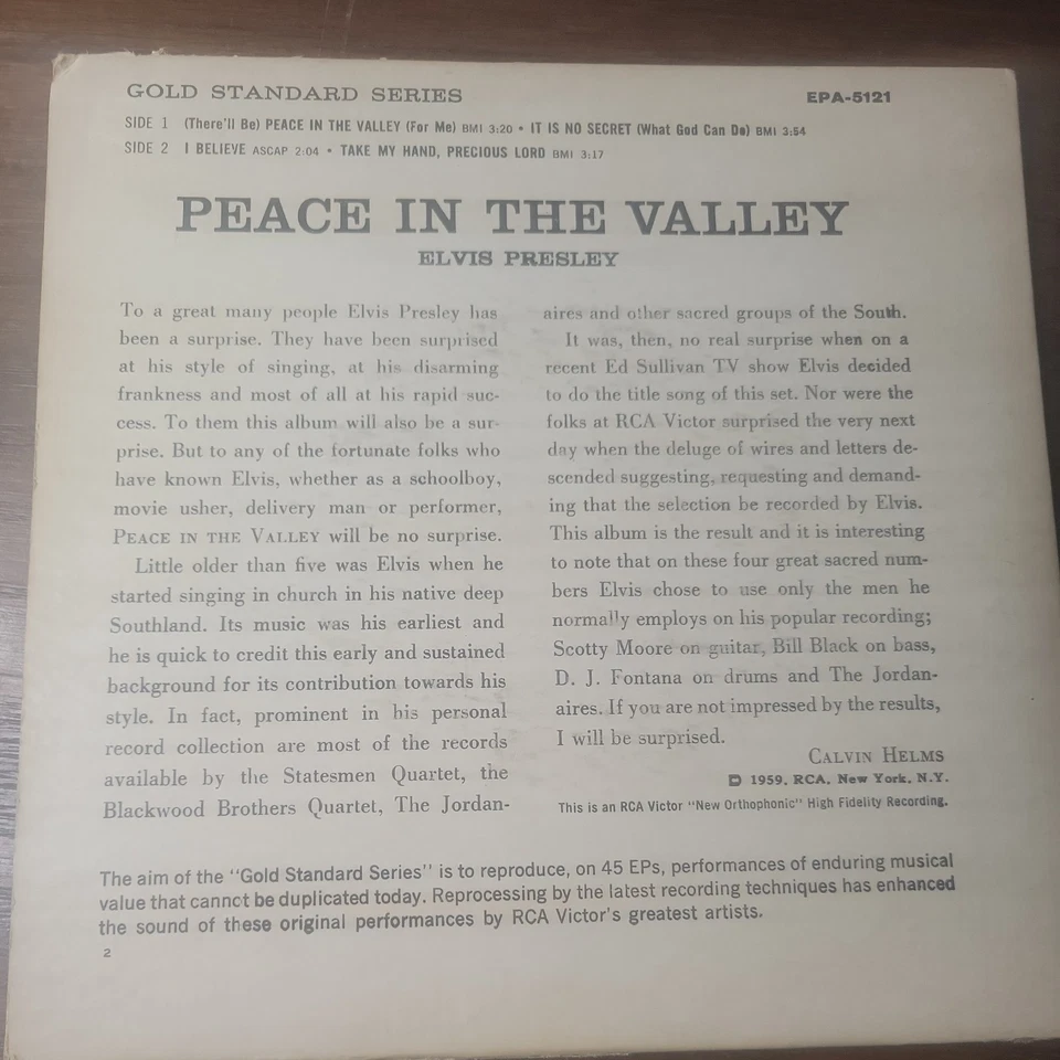 Elvis Presley: Peace In The Valley (1959) RCA  EPA 5121 Gold Series  - Imagem 2 de 4