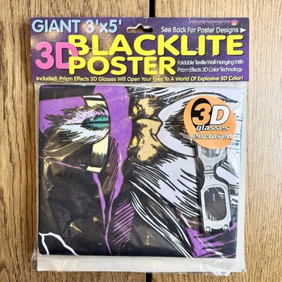Vintage 2001 3D Giant Blacklite Wizard & Tower Poster 3 x5  Prizm Effects Sealed