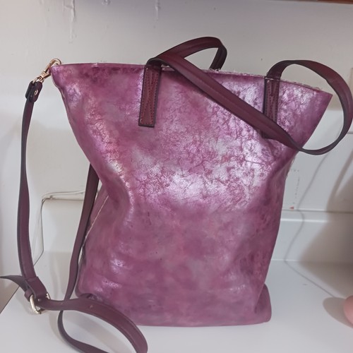 Purple totebag Sherpa Fur Lining Mottled Vintage Giovani & Rucci 2 Bags - Picture 5 of 10