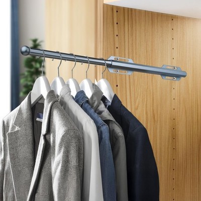 12'' Adjustable Pull Out Valet Rod for Closet, Blue-Gray Retractable Wardrobe