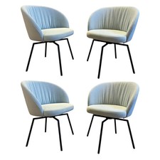 KFF 4er Set Stuhl Giro Stoff Seven Water 2712 Blau Grau Sitz Stoff Mint 50 