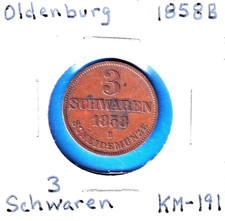 1858B Oldenburg 3 Schwaren (KM-191) Copper [Nicolaus Friedrich Peter]