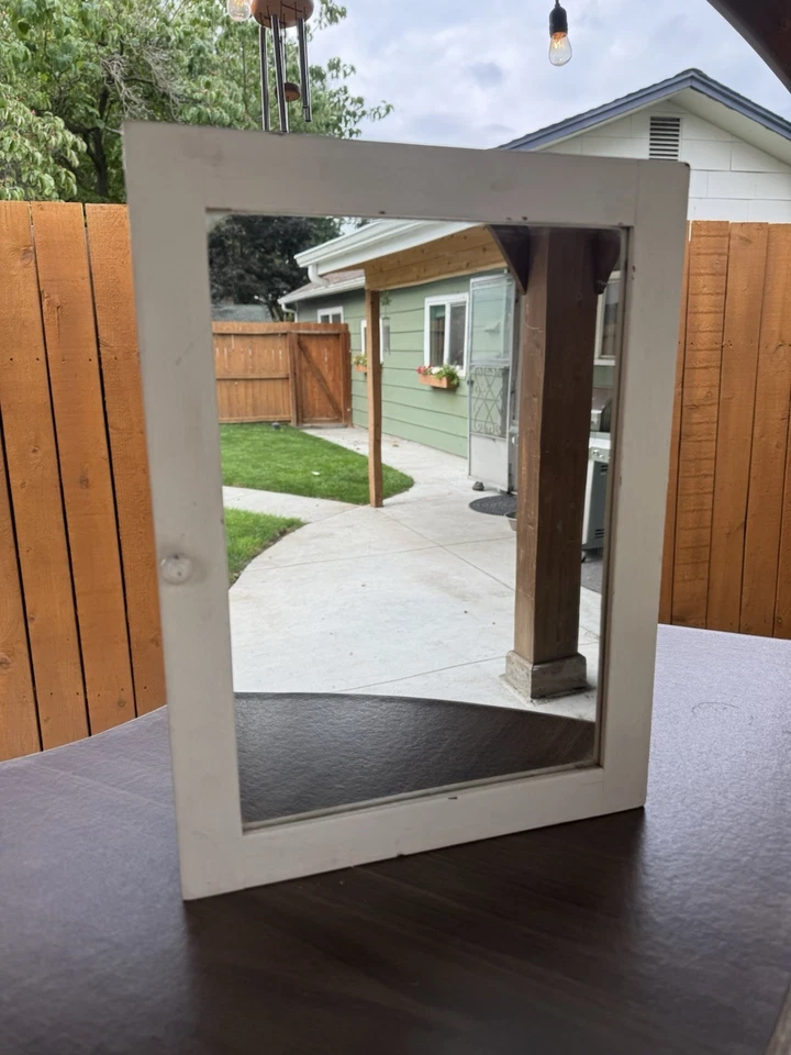 VTG Shabby 16x12 Wood Wall Mounted Medicine Cabinet Mirror Chic Old Cupboard - Image 4 of 4