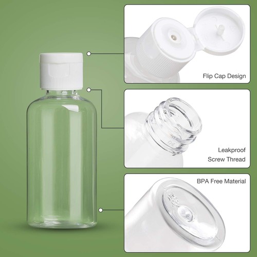 25 Pack 1.7oz/50ml Plastic Empty Bottles Clear Travel Containers Travel Size ... - Picture 3 of 8
