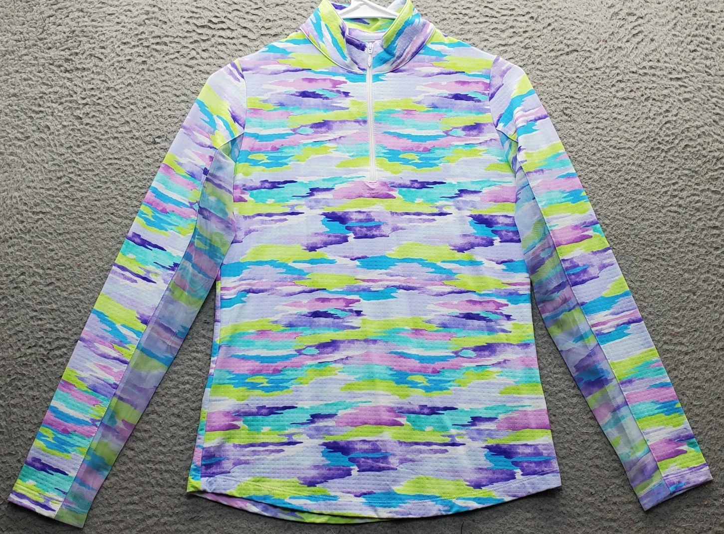 IBKÜL Golf Fishing Shirt Womens XS Multi Tie Dye UPF 50+ Quick Dry Quarter Zip