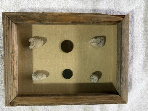 Civil War Dug Shells & 1864 2 Cent Piece & 1865 1 Cent Piece In Case