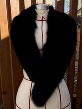 Genuine Black Fox Natural Fur Coat Collar Scarf