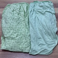 Two 2 Green Fitted Crib Sheets - Floral  Solid