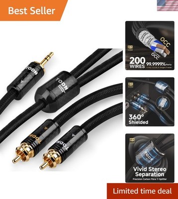 RCA to AUX Cable Audiophile with Silver+OCC Core and Dual Shieled 3.5mm Male ...