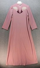 VTG 80 s Vanity Fair Robe Loungewear Size S Pink House Coat Pockets Embroidered