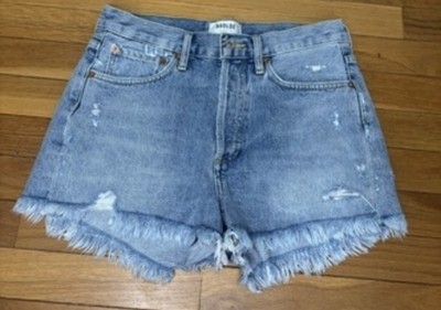 Agolde Parker Denim Shorts Size 25 Blue Distressed Frayed Cutoff High Rise