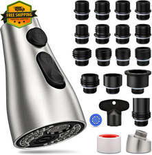 Kitchen Faucet Spray Head Replacement 3 Mode Pull Down with 17 Adapters