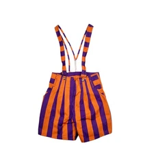 Vintage 60s Mid Century College Spirit Striped Shortalls Womens Medium USA MADE