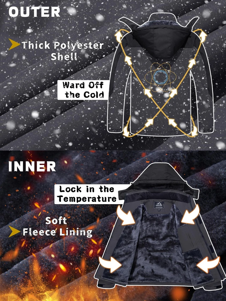 Para hombres Chaqueta Térmica Esquí Nieve Invierno Aire Libre Montaña Escalada Informal Trabajo Abrigos Foto 2 de 4