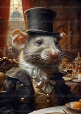 Victorian Mouse Gentleman Art Print Whimsical Aristocratic Animal Portrait K94