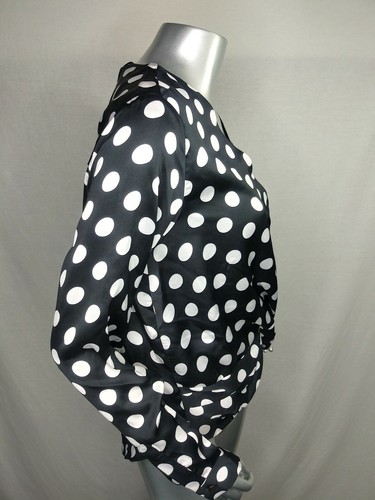 Heartlooom Top Women's Polka Dot Black White Long Sleeve Size Small - Picture 5 of 11