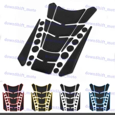 3D Carbon Fiber Motorcycle Oil Gas Fuel Tank Protector Fit Gel Pad Sticker Decal