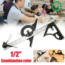 12" Measuring Tools Combination Protractor Tri- Square Angle Ruler Machinist