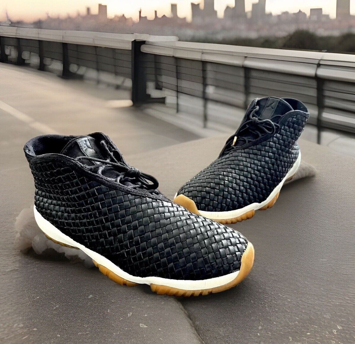 AIR JORDAN FUTURE PREMIUM LEATHER MESH SNEAKERS BLACK/GUM AIR JORDAN FUTURE PREMIUM LEATHER MESH SNEAKERS BLACK/GUM