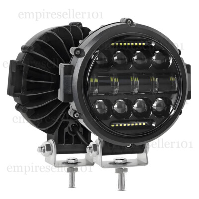 7'' Black LED Pods Work Light Bar Round Driving Fog Headlight Truck Off Road