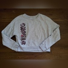 JUSTICE Girls 10 "strong" gray crop sweatshirt
