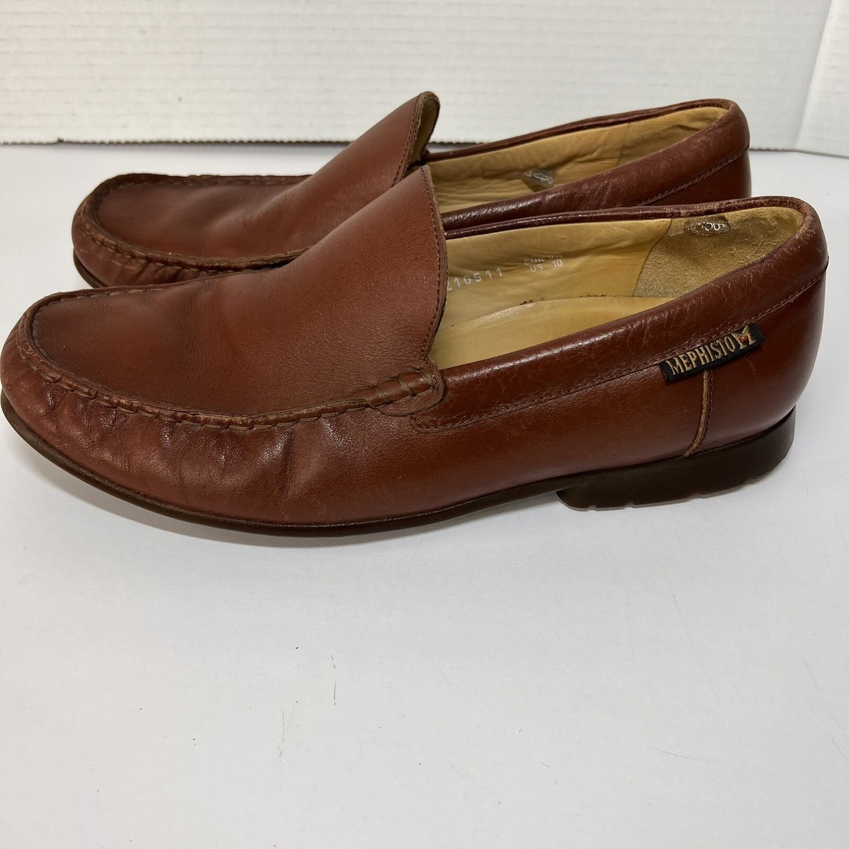 MEPHISTO  Leather Slip On Loafers Mens Sz 10 Brandy Moc. Toes Cool Air Comfort MEPHISTO Leather Slip On Loafers Mens Sz 10 Brandy Moc. Toes  main image 4