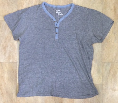 Mens Primark Grey Short Sleeve T Shirt Light Blue Trim Size L