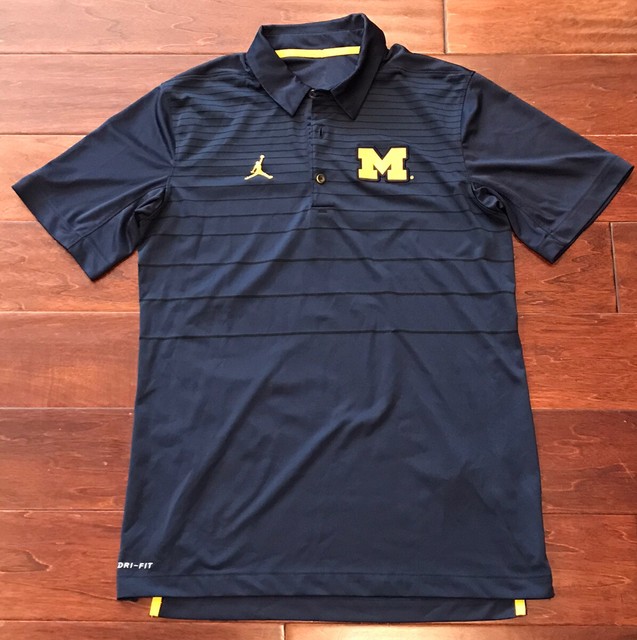 Nike Jordan University of Michigan U of M Wolverines Mens Blue Polo Shirt Sz S | eBay