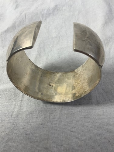Bracciale in argento sterling fatto a mano, diametro 2 1/2", larghezza 1 1/2", tessuto - Foto 5 di 8