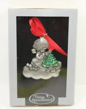Things Remembered Genuine Pewter Angel W / Glitter Xmas Tree Ornament