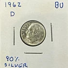 1962-D Brilliant Uncirculated (BU) Denver Mint 90% Silver Roosevelt Dime