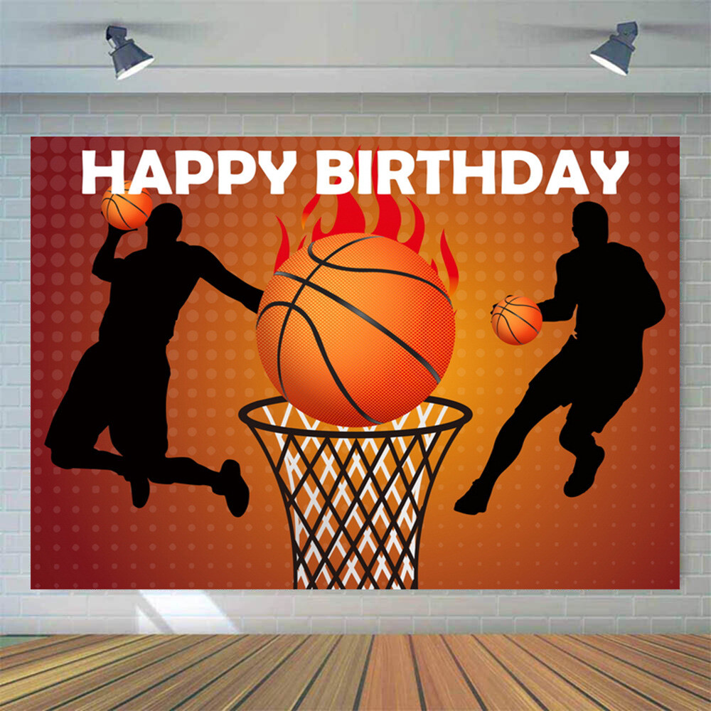 Basketball Geburtstags Banner – Happy Birthday Deko, 13 Buchstaben & Basketball-Motive