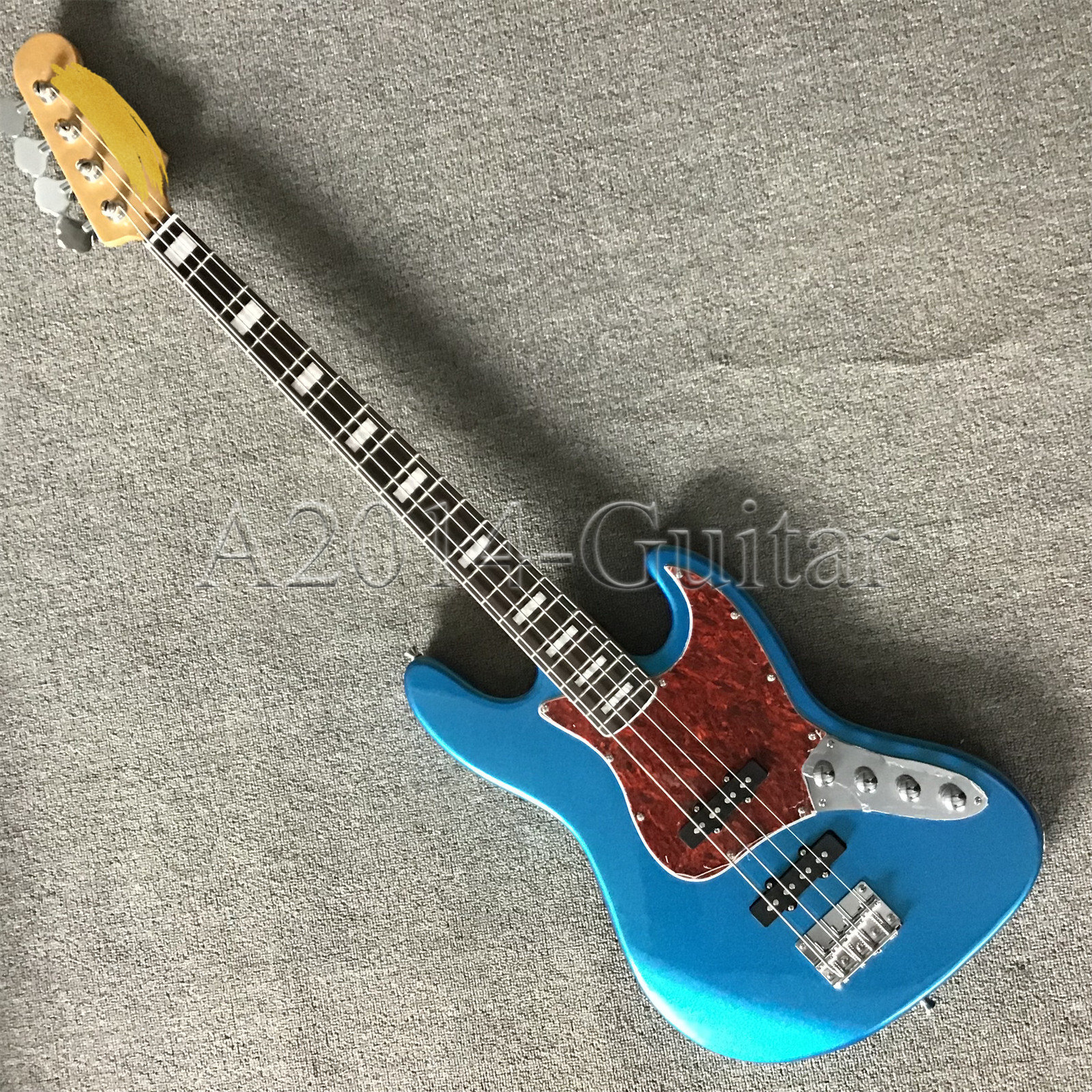Custom Metallic Blue Electric Bass Guitar Block Inlay 4Strings Fast