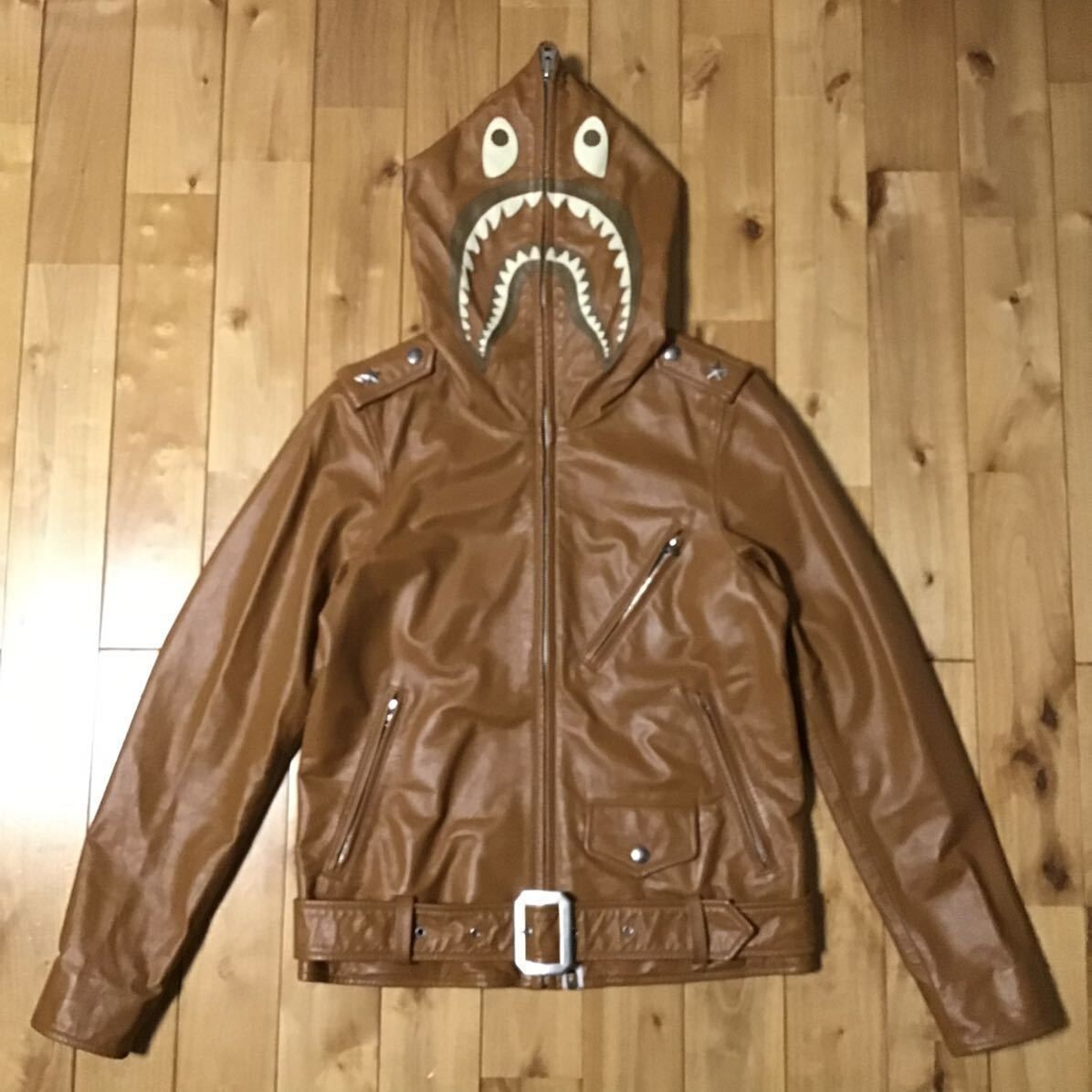 BAPE cowhide leather Shark full zip hoodie jacket A Bathing BAPE cowhide leather Shark full zip hoodie jacket A Bathing