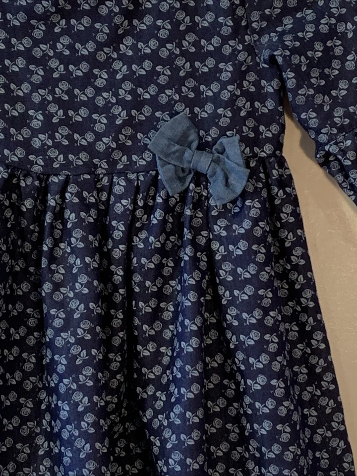 Vestido Laura Ashley London Niñas Azul Floral Cambray Talla 6X Foto 2 de 4