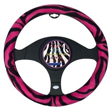 Pink And Black Zebra Stripes Car Steering Wheel Cover Car Suv Sedan