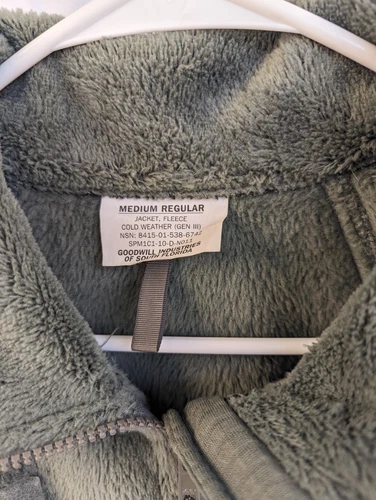 US Military Gen III Polartec 100 Cold Weather Fleece Jacket Green GC image 7