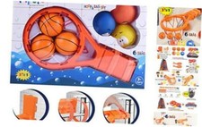 Bath Toy Basketball Hoop  Balls PlaySet 3 in 1 Design With 6 Balls Bath