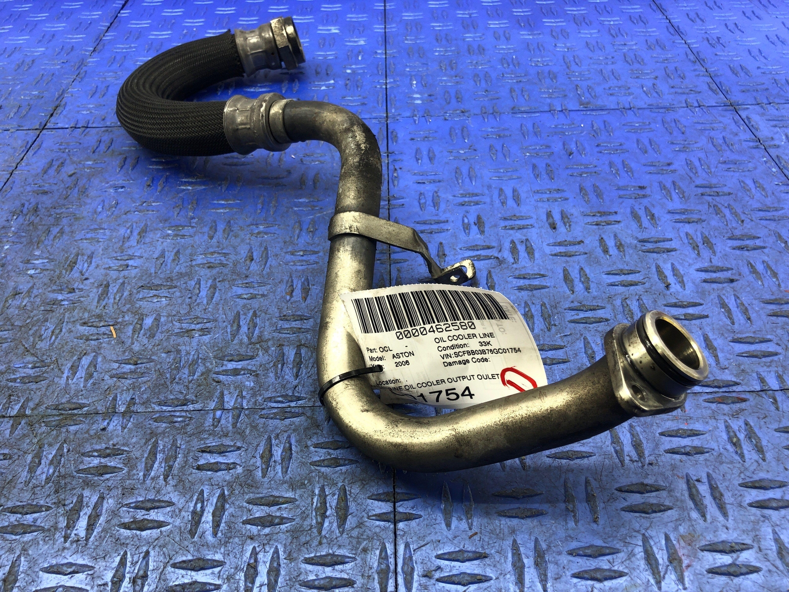 2006-2018 ASTON MARTIN VANTAGE V8 ENGINE OIL COOLER OULET LINE PIPE 6G33-9N778
