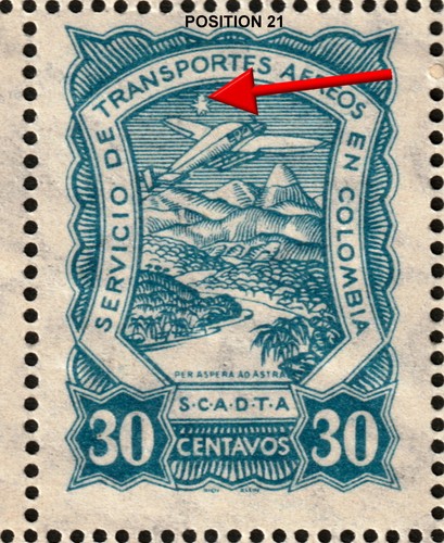 ✔️ COLOMBIA SCADTA 1923 SC. C42 ** MNH FULL SHEET & PLATEFLAWS & SUPERNOVA P21 - Picture 15 of 19