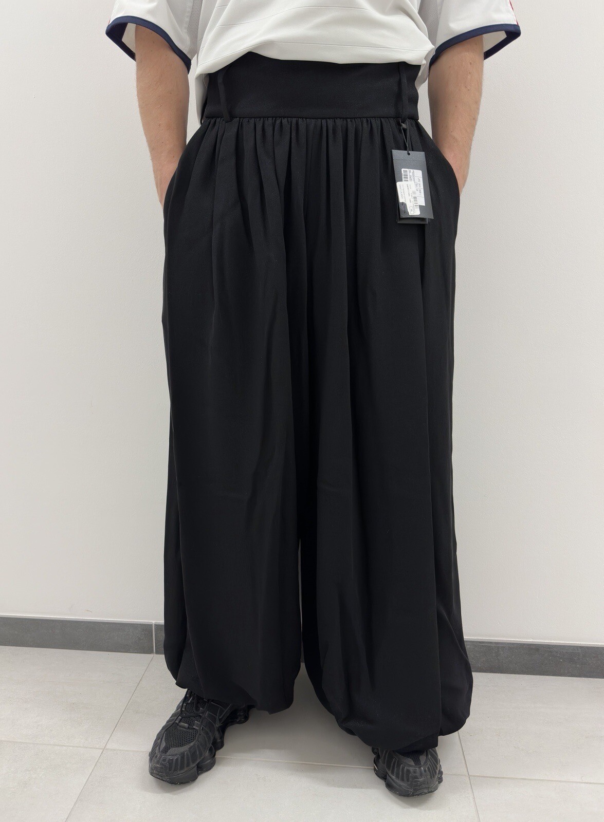 SAINT LAURENT YSL YVES SAINT LAURENT PANTALONI IN SETA GAMBA LARGA UOMO NUOVI