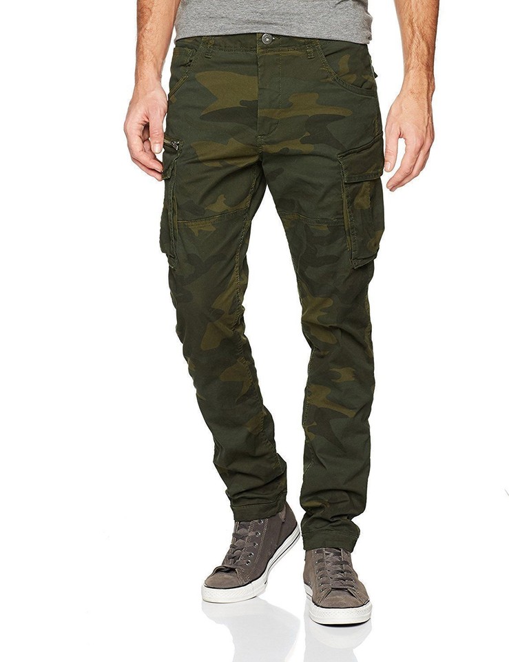 Pantaloni Cargo Uomo Jack & Jones Slim Fit - Tessuto Twill Cotone/Elastan, Tasche Con Bottoni, Polsini Elastici