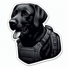Tactical Dog Sticker | Black Labrador Waterproof Vinyl Decal