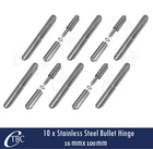 10x Stainless Steel Hinge Bullet Weld 16mmx100mm Window Trailer Gate Caravan Pin
