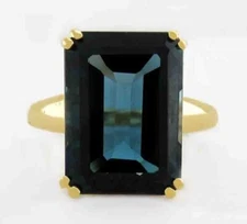 GENUINE 10.65 Cts BLUE ZIRCON RING 10K YELLOW GOLD - Free Certificate Appraisal